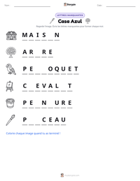 Aperçu de la feuille de travail imprimable Casa Azul