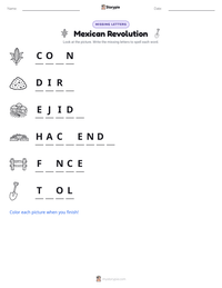 Mexican Revolution printable worksheet preview
