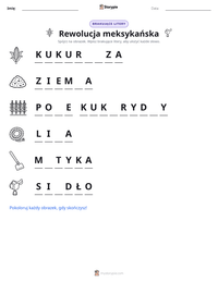 Podgląd drukowalnego arkusza ćwiczeń Rewolucja meksykańska