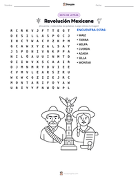 Vista previa de la hoja de trabajo imprimible de Revolución Mexicana