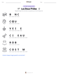 Aperçu de la feuille de travail imprimable Les Deux Fridas