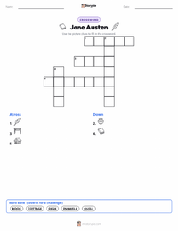 Jane Austen printable worksheet preview
