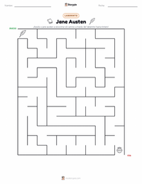 Vista previa de la hoja de trabajo imprimible de Jane Austen