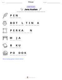 Prabaca lembar kerja cetak Jane Austen