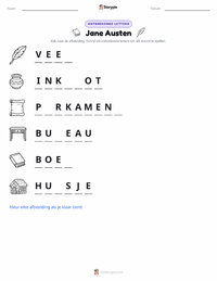 Jane Austen afdrukbare werkblad voorbeeld