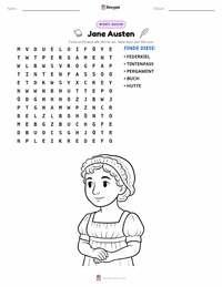 Jane Austen druckbare Arbeitsblatt Vorschau