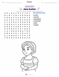 Vista previa de la hoja de trabajo imprimible de Jane Austen