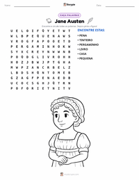 Prévia da folha de atividades imprimível Jane Austen