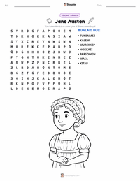 Jane Austen yazdırılabilir çalışma sayfası önizlemesi