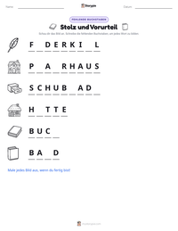 Stolz und Vorurteil druckbare Arbeitsblatt Vorschau