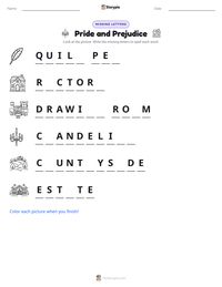 Pride and Prejudice printable worksheet preview