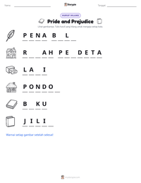 Prabaca lembar kerja cetak Pride and Prejudice