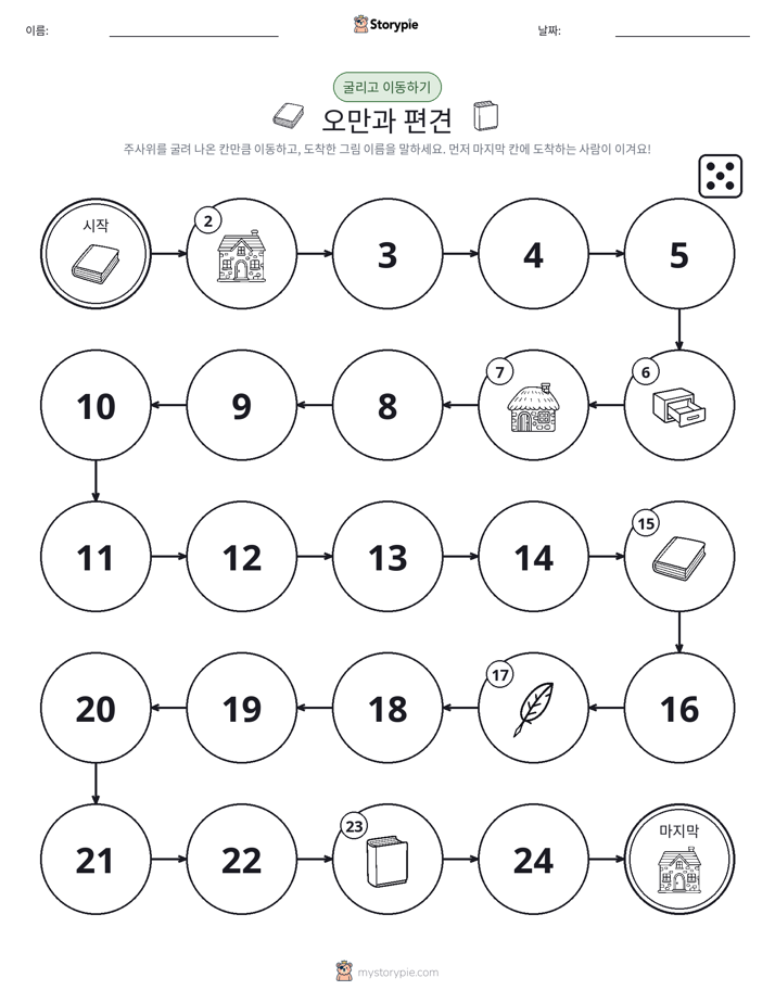 주사위 굴리고 이동하기 게임