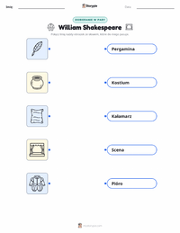 Drukowalny arkusz ćwiczeń William Shakespeare dla dzieci