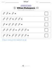 Vista previa de la hoja de trabajo imprimible de William Shakespeare