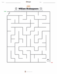 William Shakespeare printable worksheet preview
