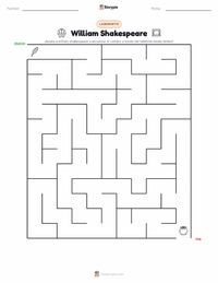 Vista previa de la hoja de trabajo imprimible de William Shakespeare