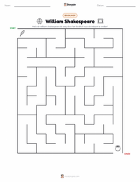 William Shakespeare afdrukbare werkblad voorbeeld