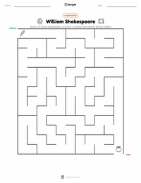 Prévia da folha de atividades imprimível William Shakespeare