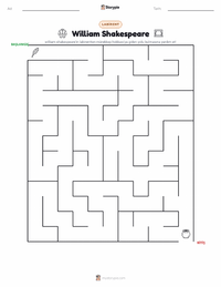William Shakespeare yazdırılabilir çalışma sayfası önizlemesi