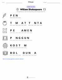 Prabaca lembar kerja cetak William Shakespeare