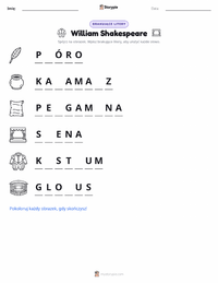 Podgląd drukowalnego arkusza ćwiczeń William Shakespeare