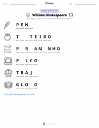 Prévia da folha de atividades imprimível William Shakespeare