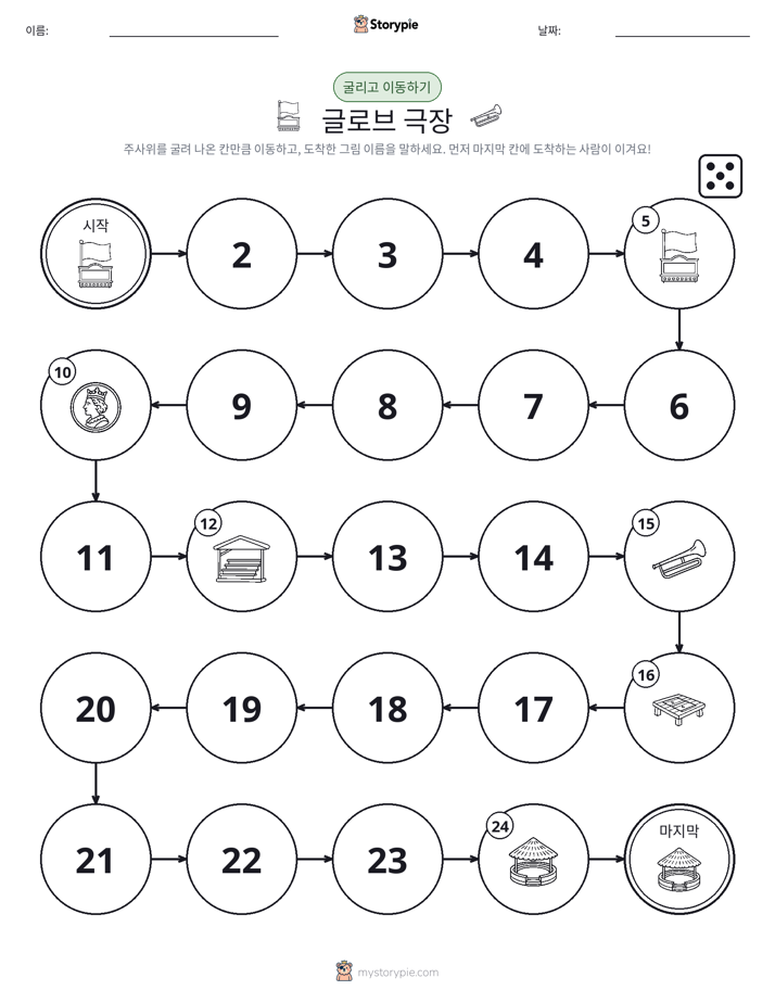 주사위 굴리고 이동하기 게임