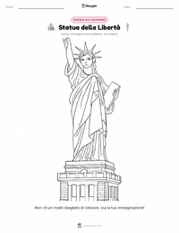 Pagina da colorare di Statua della Libertà per bambini