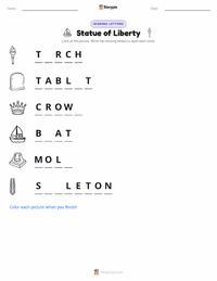 Statue of Liberty printable worksheet preview