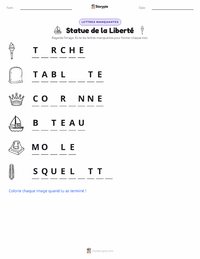 Aperçu de la feuille de travail imprimable Statue de la Liberté