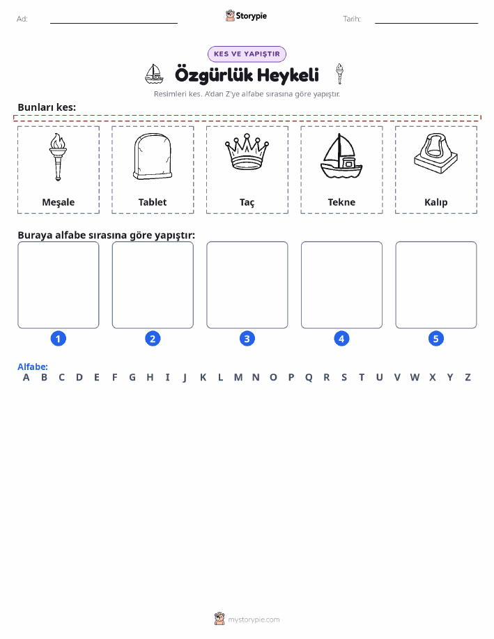 Kes & Yapıştır Alfabe