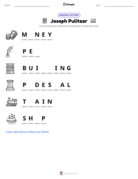 Joseph Pulitzer printable worksheet preview