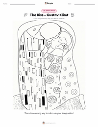 The Kiss - Gustav Klimt coloring page for kids