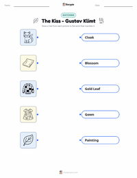 The Kiss - Gustav Klimt printable worksheet for kids