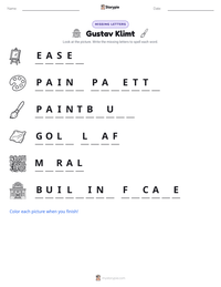 Gustav Klimt printable worksheet preview