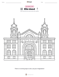 Ellis Island coloring page for kids