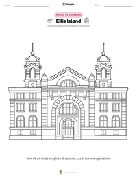 Pagina da colorare di Ellis Island per bambini