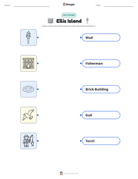 Ellis Island printable worksheet for kids
