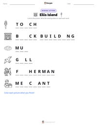 Ellis Island printable worksheet preview