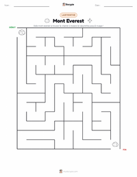 Aperçu de la feuille de travail imprimable Mont Everest
