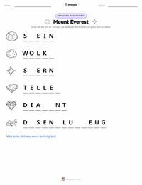 Mount Everest druckbare Arbeitsblatt Vorschau