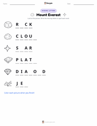 Mount Everest printable worksheet preview