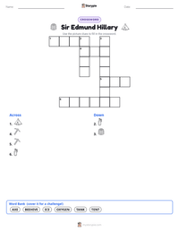 Sir Edmund Hillary printable worksheet preview