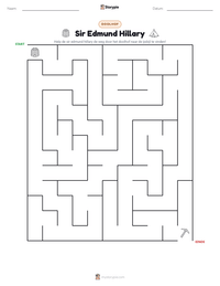 Sir Edmund Hillary afdrukbare werkblad voorbeeld