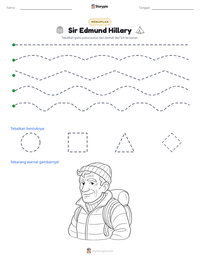 Prabaca lembar kerja cetak Sir Edmund Hillary