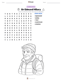 Sir Edmund Hillary afdrukbare werkblad voorbeeld