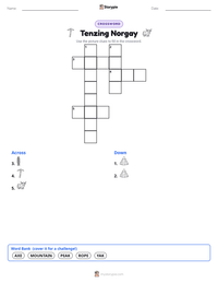 Tenzing Norgay printable worksheet preview