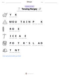 Tenzing Norgay printable worksheet preview
