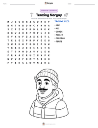 Aperçu de la feuille de travail imprimable Tenzing Norgay